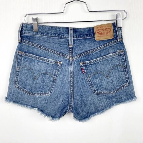 Levi's 501 Distressed Cut-Off Denim Shorts high rise 25 - Picture 4 of 9
